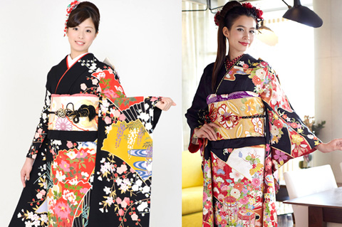 黒色の振袖に似合うコーディネート