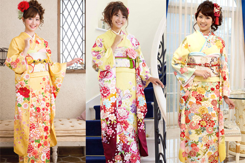 黄色の振袖に似合うコーディネート