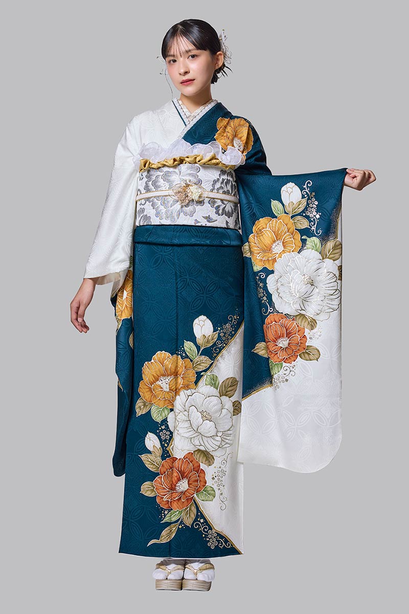 【MK-1712】深い青に映える牡丹の余白美