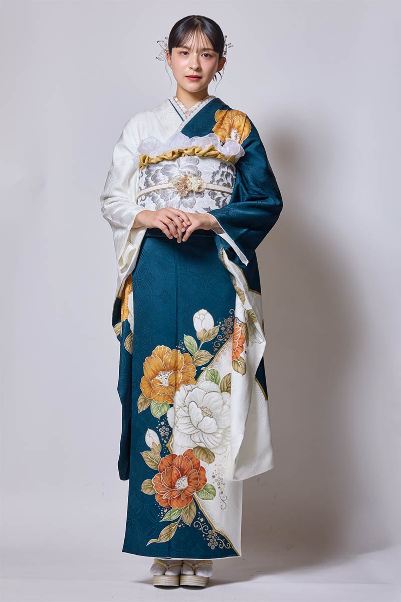 【MK-1712】深い青に映える牡丹の余白美