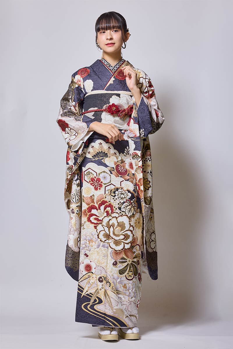 【MK-1714】深紺×金に華やぎを重ねるモダン古典