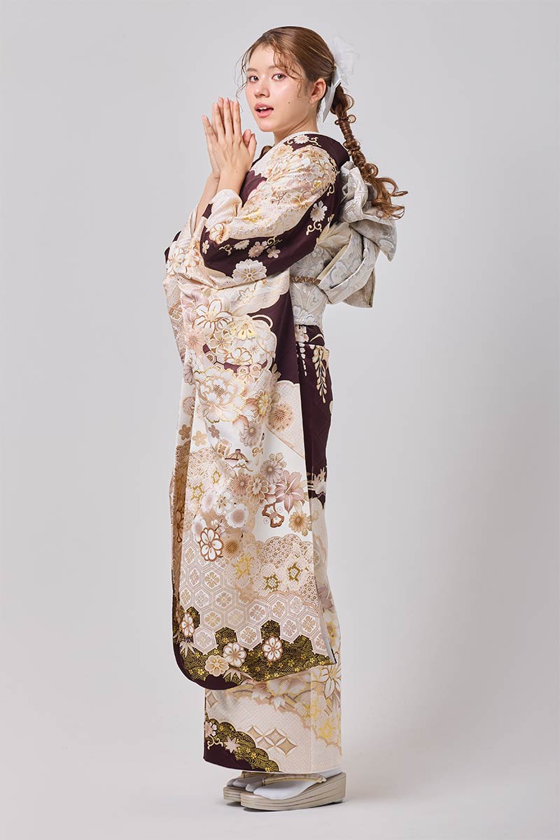 保護中: 【MK-1715】淡くやわらぐ花模様が気品ある可憐な振袖