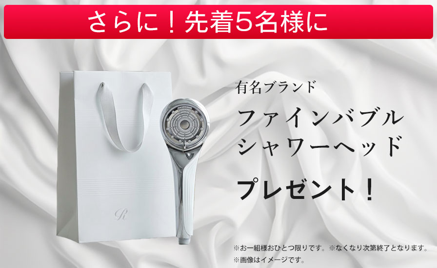 先着５名様に有名ブランドのファインバブル　シャワーヘッドプレゼント